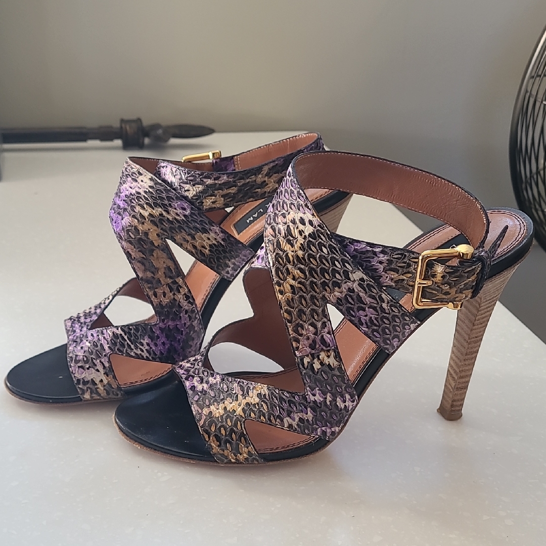 Derek Lam Purple And Tan Snakeskin Heels